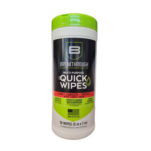 Breakthrough Clean Technologies Multi-Purpose CLP Quick Wipes, 5&quot; x 7&quot;, 50-Pack Canister