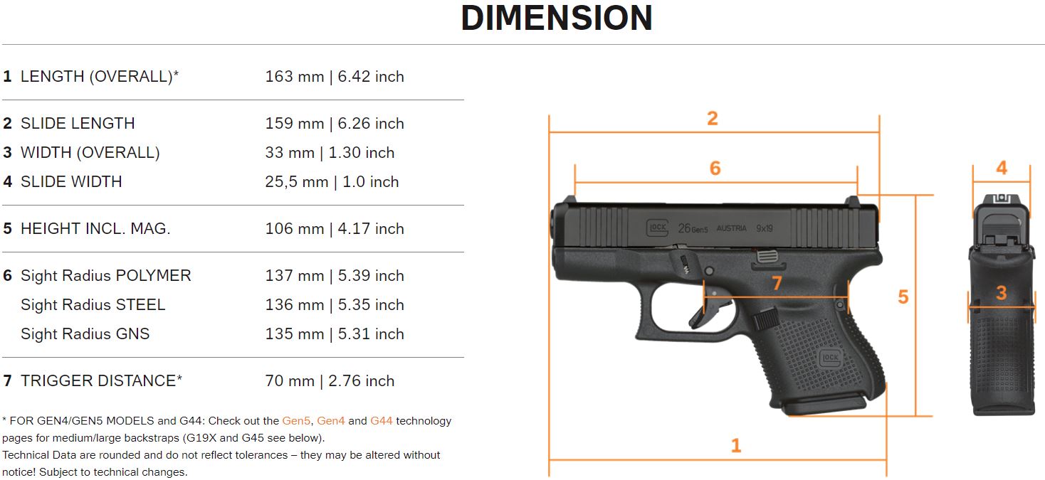 GLOCK 26 Gen5 9mm Subcompact Semi-Auto Pistol